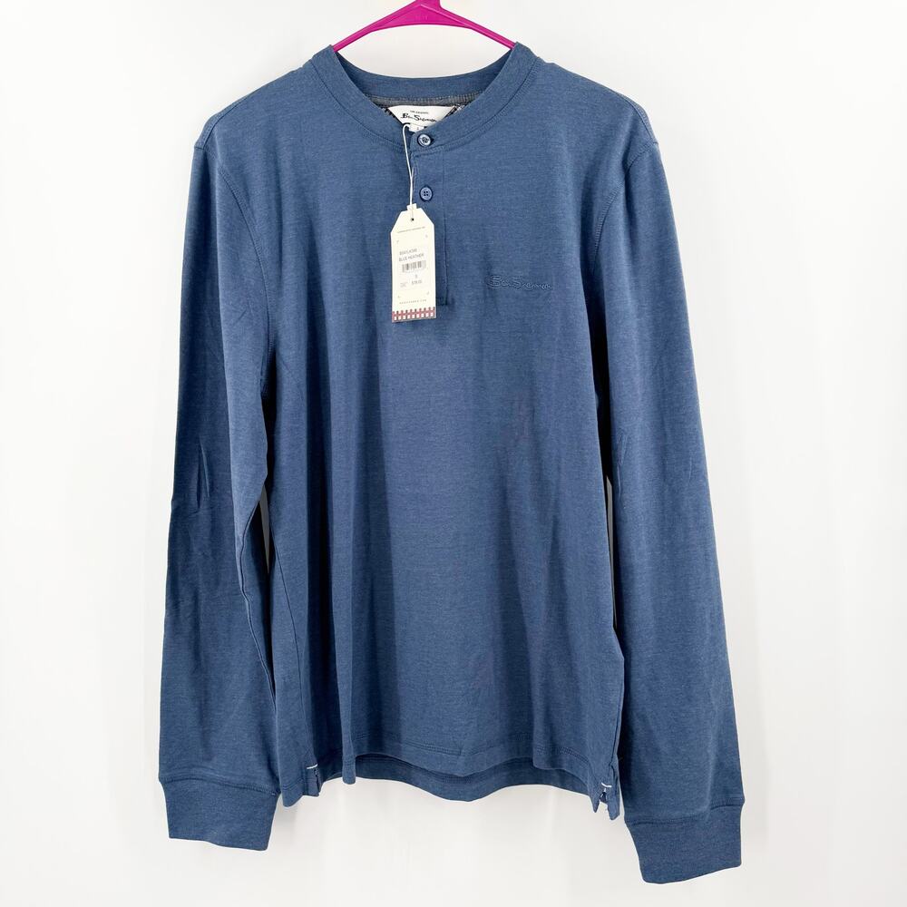 Ben Sherman Shirt Men's Small NWT Long Sleeve Henley Mod Classic Blue Pullover